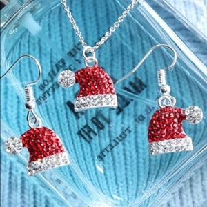 Santa Hat Necklace and Earring Set